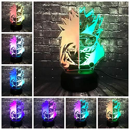 Uzumaki y Sasuke - Lámpara de dibujo para niños, diseño de animales, cambio de color mixto, 7 lámparas de mesa LED, decoración de dormitorio para adolescentes (Mix Face)