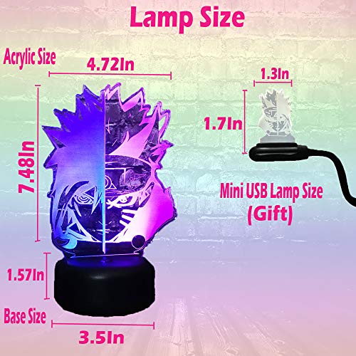 Uzumaki y Sasuke - Lámpara de dibujo para niños, diseño de animales, cambio de color mixto, 7 lámparas de mesa LED, decoración de dormitorio para adolescentes (Mix Face)