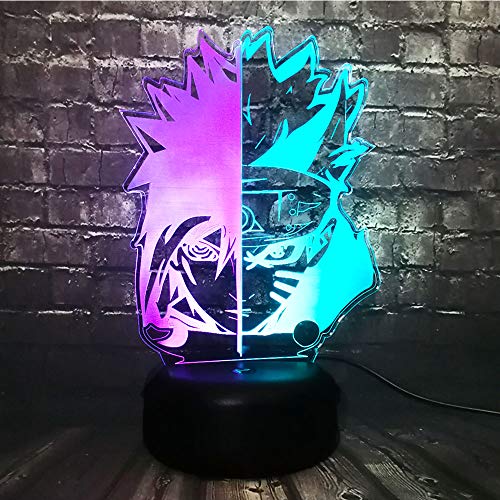 Uzumaki y Sasuke - Lámpara de dibujo para niños, diseño de animales, cambio de color mixto, 7 lámparas de mesa LED, decoración de dormitorio para adolescentes (Mix Face)