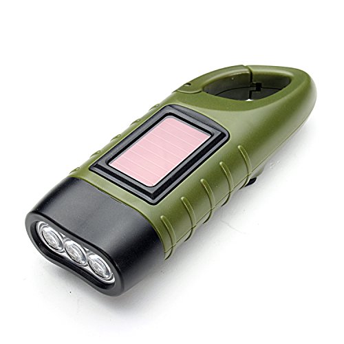 VADIV Linterna LED Solar Flashlight Alta Potencia Militar Linterna de Mano Luces de Emergencia para Camping, Montañismo, Ciclismo - Verde