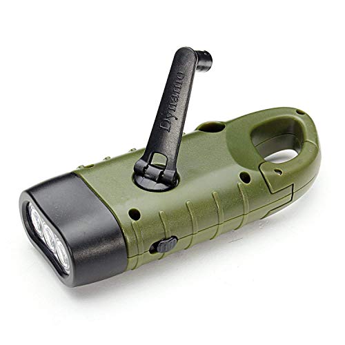 VADIV Linterna LED Solar Flashlight Alta Potencia Militar Linterna de Mano Luces de Emergencia para Camping, Montañismo, Ciclismo - Verde