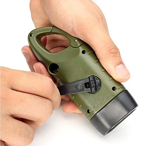 VADIV Linterna LED Solar Flashlight Alta Potencia Militar Linterna de Mano Luces de Emergencia para Camping, Montañismo, Ciclismo - Verde