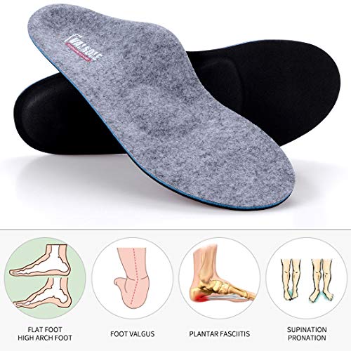 VALSOLE Plantillas Ortopédicas soportes de arco y talones la absorción de choque- para el dolor de talón, pie plano, Fascitis Plantar, dolor de rodilla y espalda (43-44 EU (280mm), blue-v7c)