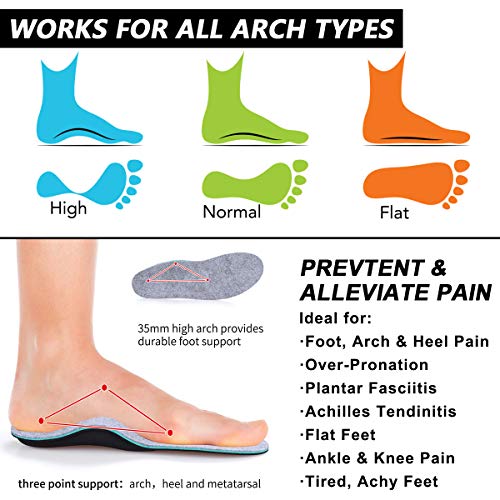 VALSOLE Plantillas Ortopédicas soportes de arco y talones la absorción de choque- para el dolor de talón, pie plano, Fascitis Plantar, dolor de rodilla y espalda (41-42 EU (270mm), gray-V107D)