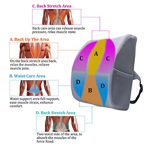 Valuetom Premium Lumbar Support Pillow - Cojín de Espuma de Memoria para la Parte Inferior de la Espalda para la Silla de su Hogar Silla de Oficina y Asiento para el Automóvil