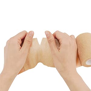 Vendaje Elástico Adhesivo 5 cm x 4.5 m, 12 Rollos de Venda Cohesiva Para el Esguince de Tobillo e Hinchazón de la Muñeca (Beige)
