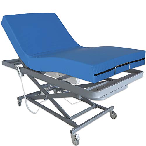 Ventadecolchones - Camas Articuladas Geriátrica de Hospital con Carro Elevador y Colchón Impermeable Viscoelástico 10+5 Medida 105 x 190 cm - Incluye Bote de Grasa