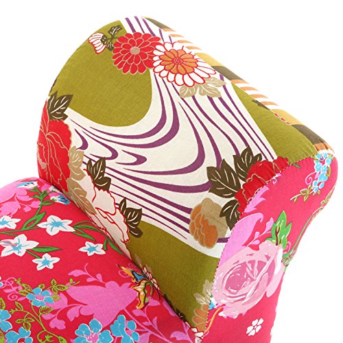 Versa Pink Patchwork Taburete pie de Cama para el Dormitorio, Banco para el Hall o la Entrada, con Apoyabrazos, Medidas (Al x L x An) 53 x 32 x 100 cm, Algodón y Madera, Color Rosa