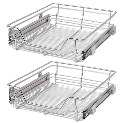 vidaXL 2x Bandejas Almacenaje Alambre Acero Cromado Extraíbles Plateado 500 mm