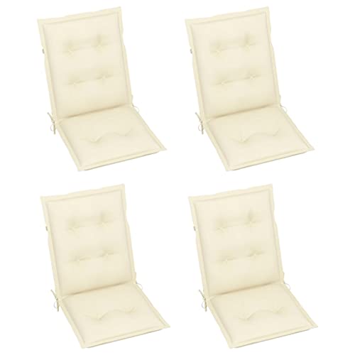 vidaXL 4X Cojines para Sillas de Jardín Asiento Tumbona Patio Terraza Balcón Exterior Acolchado con Respaldo Alto Decoración Crema 100x50x7 cm