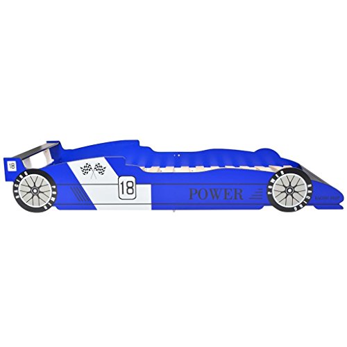 vidaXL Cama Infantil con Forma Coche Carreras Azul Habitación Decoración Niños
