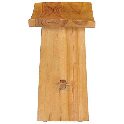 vidaXL Teca Taburete Bajo Madera Maciza Asiento Ergonómico Banqueta Diseño Oriental Rústica Mesita Noche Mesilla Banquito Baño Jardín Salón Marrón