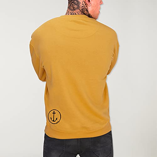 VIENTO Drifter Sweatshirt para Hombre (Mostaza, XL)
