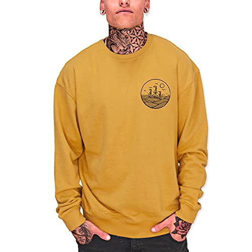 VIENTO Drifter Sweatshirt para Hombre (Mostaza, XL)