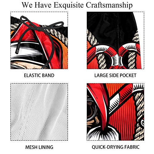 Vockgeng Pantalones Cortos para Hombre Muletas de Bigote Viejo con Traje de baño con cordón Shorts de Playa Coloridos para Hombres Niños M