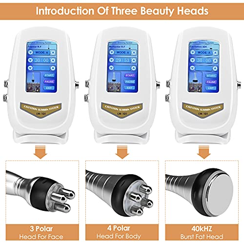 Vogvigo 40KHz Máquina de Belleza Cuerpo 3en-1 Máquina de Belleza por Cavitación Ultrasónica Máquina Radiofrecuencia Herramienta de Masaje de Grasa para Masajeador Corporal y Facial