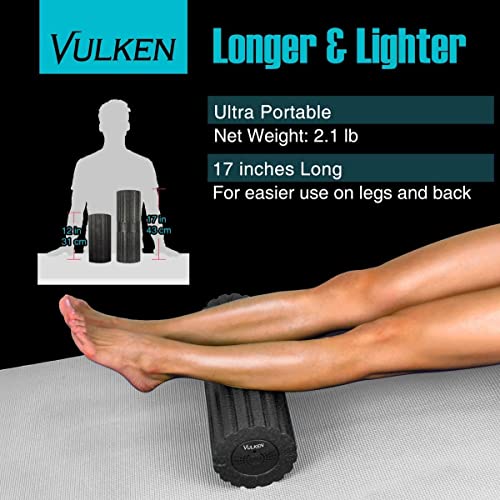 Vulken - Rodillo de Espuma Vibrante de Alta Intensidad de 4 velocidades Foam Roller, 43cm Rodillo de Masaje para la aptitud de la Cruz, masajeador de Tejido Profundo para Recuperación Muscular