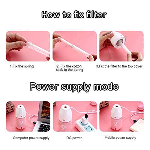 W/a/n/g 150ml Humidificador Ultrasónico del Aroma Difusor Essentiel USB Humidificador De Vapor Frío Maker For Nebulizador USB Inicio Alquiler (Color : Pink)