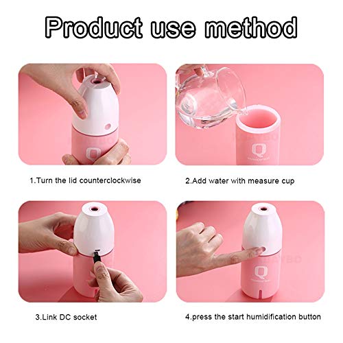 W/a/n/g 150ml Humidificador Ultrasónico del Aroma Difusor Essentiel USB Humidificador De Vapor Frío Maker For Nebulizador USB Inicio Alquiler (Color : Pink)