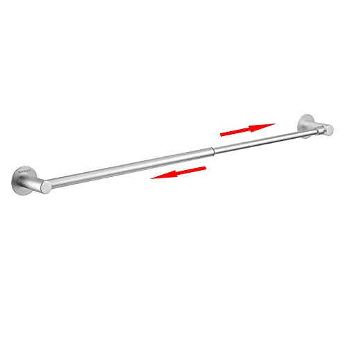 Wangel Toallero Barra Fijar Sin Taladro Ajustable, Porta Toallas Baño 43-75cm, Pegamento Patentado + Autoadhesivo, Aluminio, Acabado Mate, Plateado