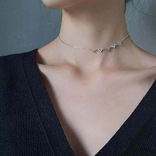 wangk Collar Plateado en Forma de V Collar de diseño de diseño Femenino Cadena de clavícula de Onda Coreana ens Estilo Simple y frío Marea estudiantil