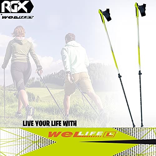 WeLLIFE Bastones Nordic Walking ajustables de aluminio, ultraligeros, empuñadura de EVA y puño con sistema de bloqueo rápido telescópico para senderismo y trekking