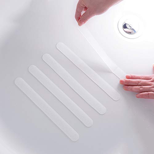 Wenxiaw Tiras Adhesivas Transparentes Antideslizantes Pegatinas de Bañera Antideslizantes Adhesivo de Rayas Antideslizante para Ducha, Bañera, Escaleras, Transparente, 2 * 38 cm, 24 Piezas
