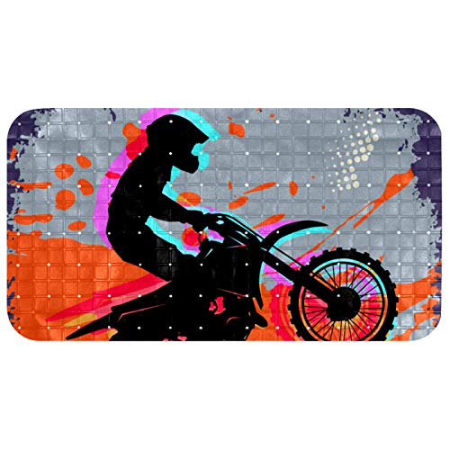 Wetia Alfombrillas de baño Motocicleta de Cross Esterilla De Ducha, Alfombra De Baño Antideslizante con Ventosas 38x69 cm