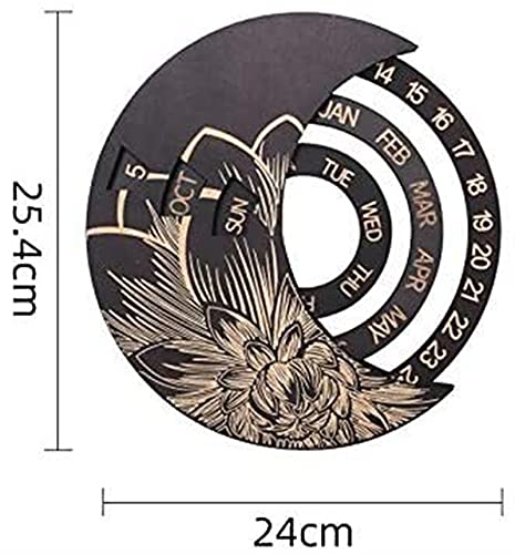 WYL Estatua Wooden Perpetual Calendario Pared Colgando Sala de Estar Estudio Estudio TELEVISOR Decoración de Pared (Color : Brown)