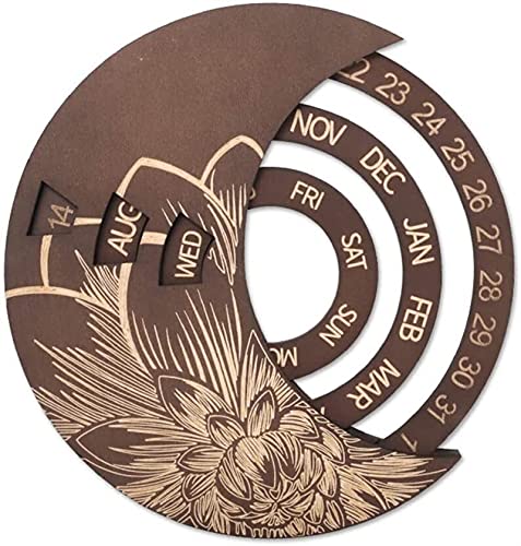 WYL Estatua Wooden Perpetual Calendario Pared Colgando Sala de Estar Estudio Estudio TELEVISOR Decoración de Pared (Color : Brown)