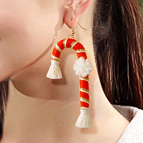 XIAMUSUMMER Pendientes De Muleta Navideña para Niñas, Mujeres, Decoración De Celebración, Pendientes Colgantes, Pendientes Colgantes, Pendientes Coloridos con Muletas Ligeras, Mujeres