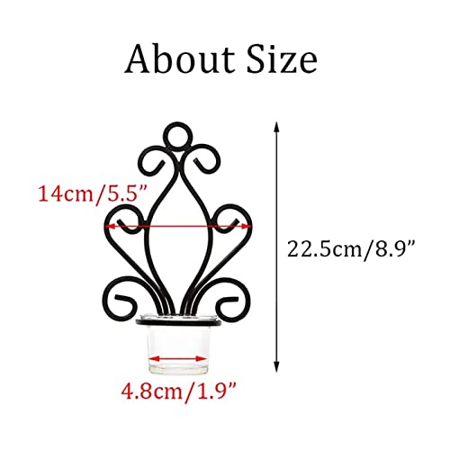 XINGFUQY Candeleros, candelabros de té montados en la Pared, for baño, baño, Sala de Estar, decoración de balcón, Negro, 2 Piezas (Color : Black)
