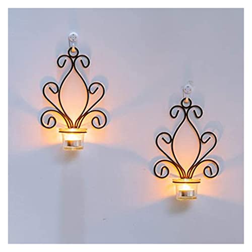XINGFUQY Candeleros, candelabros de té montados en la Pared, for baño, baño, Sala de Estar, decoración de balcón, Negro, 2 Piezas (Color : Black)