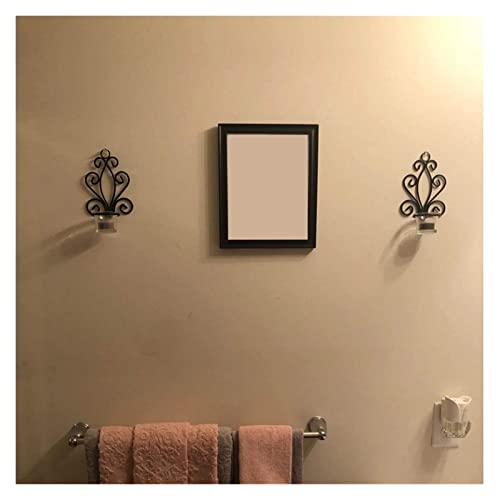 XINGFUQY Candeleros, candelabros de té montados en la Pared, for baño, baño, Sala de Estar, decoración de balcón, Negro, 2 Piezas (Color : Black)