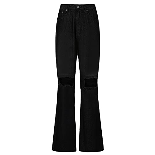 Xisimei Pant Y2K - Pantalones de bateo para mujer de cintura alta, corte tipo boyfriend, elásticos, ajustados, estilo vintage, Negro , XXXL