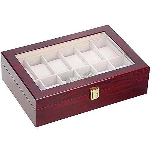 XJJZS Venta Watch Box Watch Organizer 12 Rejillas de madera Reloj de almacenamiento Caja de almacenamiento Caja de almacenamiento Joyería Colección Organizador Holder (Color : A)