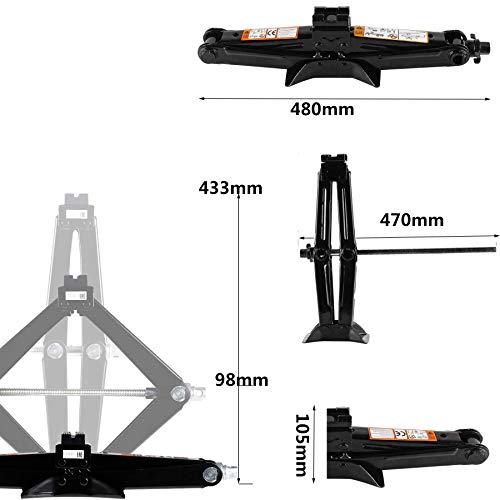 YAOBLUESEA Gato de Tijera Ruedas Portatil 2T, Elevador Tijera Gato de Tijera Elevador Elevador Tijera Manivela (Negro)