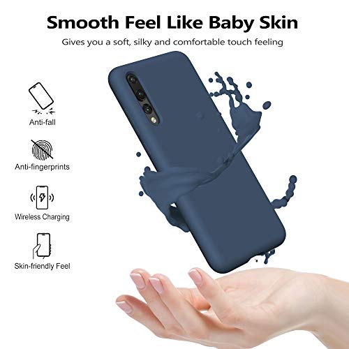 YATWIN Funda de Silicona Compatible con Huawei P20 Pro 6.1", Carcasa Huawei P20 Pro Case, Carcasa de Sedoso-Tacto Suave, Protección Funda Protectora 3 Tapas Estructura, Azul Medianoche