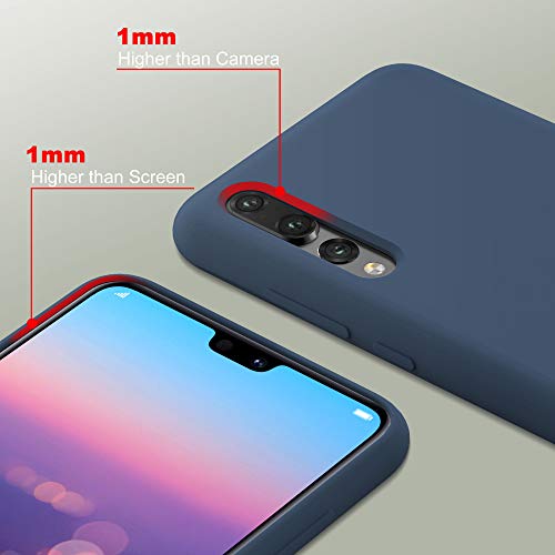 YATWIN Funda de Silicona Compatible con Huawei P20 Pro 6.1", Carcasa Huawei P20 Pro Case, Carcasa de Sedoso-Tacto Suave, Protección Funda Protectora 3 Tapas Estructura, Azul Medianoche
