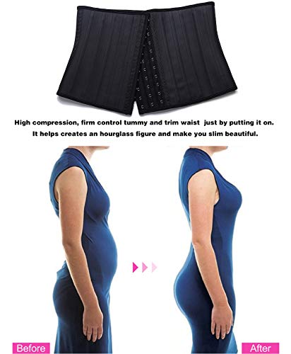 YIANNA Faja Reductora Mujer Torso Corto Waist Trainer Corset Colombianas Fajas Reductoras Abdomen Postparto Corsé Reductor Negro, 110299 Size 2XL