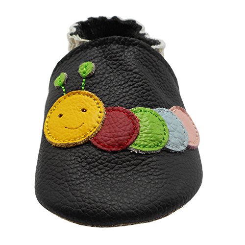 YIHAKIDS C-NP080-XL, Primer Zapato de Andador Unisex niños, Schwarz Raupe, 24/25 EU