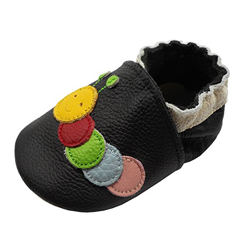 YIHAKIDS C-NP080-XL, Primer Zapato de Andador Unisex niños, Schwarz Raupe, 24/25 EU