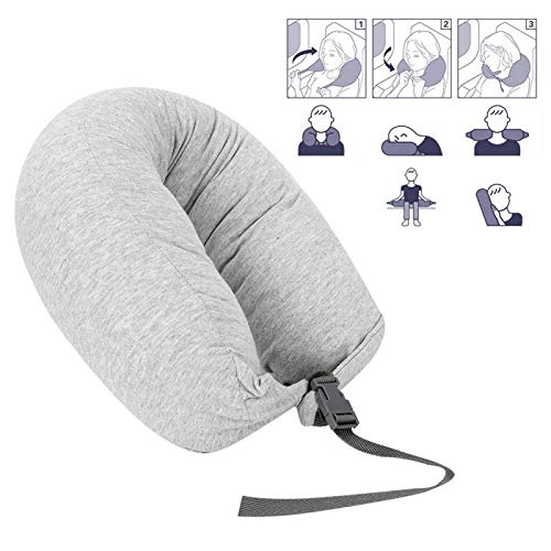 Yivibe Almohada de Viaje, Almohada multifunción Suave cómoda para la Siesta en U para el avión para la Oficina