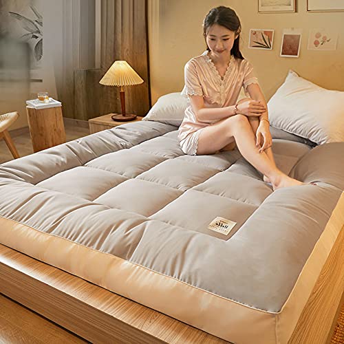 YRRA Colchón de futón, Plegable y Grueso colchón Tradicional japonés, Acolchado de Tatami Colchón Acolchado y Mullido, Piso de Tatami portátil, para Dormir Viaje,Caqui,90x200cm