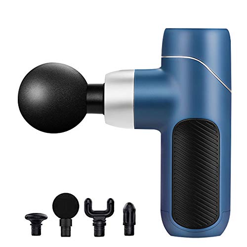 YUNTAB Mini pistola de masaje, pistola de masaje de percusión de tejido profundo para atletas, ayuda a aliviar el dolor y a recuperar el dolor muscular, 2800 rpm, percusión rápida, 4 niveles (azul)
