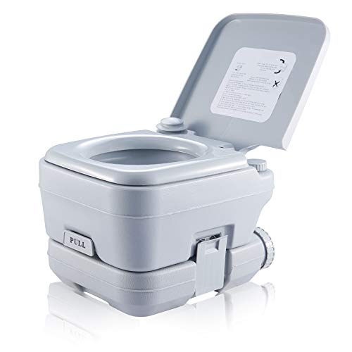 Z ZELUS 10L Inodoro Portátil para Camping Capacidad 180KG WC Portátil para Camping con Tanque Extraíble WC Químico Portátil para Ancianos y Niños