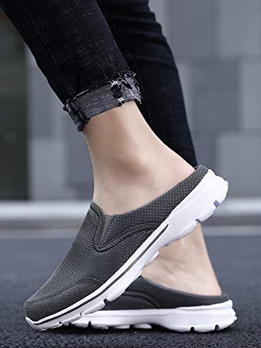 Zapatillas casa Mujer Zuecos deportivos Hombre Pantuflas Respirable Sandalias de Playa Zapatos Sanitarios,Gris,37