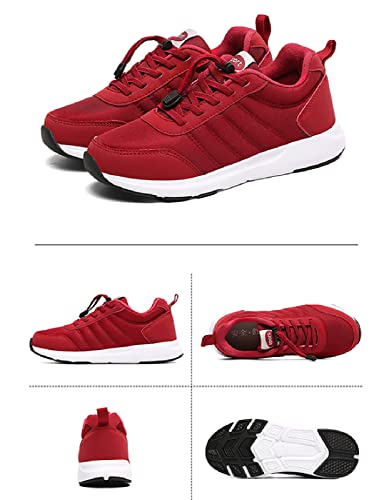 Zapatillas de Deporte Exterior ,Zapatillas de deporte de malla transpirable para mujer de , ideales para correr, con plataforma y cojín de aire,Red_36