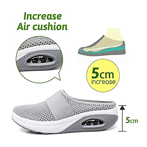 Zapatos ortopédicos para caminar con cojín de aire para mujer, zapatos ortopédicos para caminar con diabéticos, transpirables, casuales, con cojín de aire sin cordones, Pink, 37.5 EU