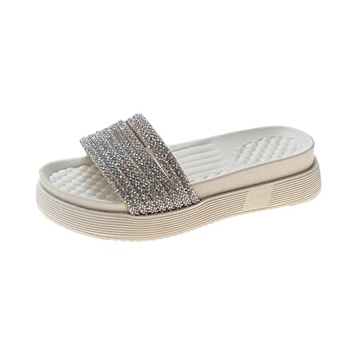 Zapatos Unisex Adulto,Use Arena y Arrastre, Playa de Ocio.-Beige_39,Zapatillas Flip Flops Sandal